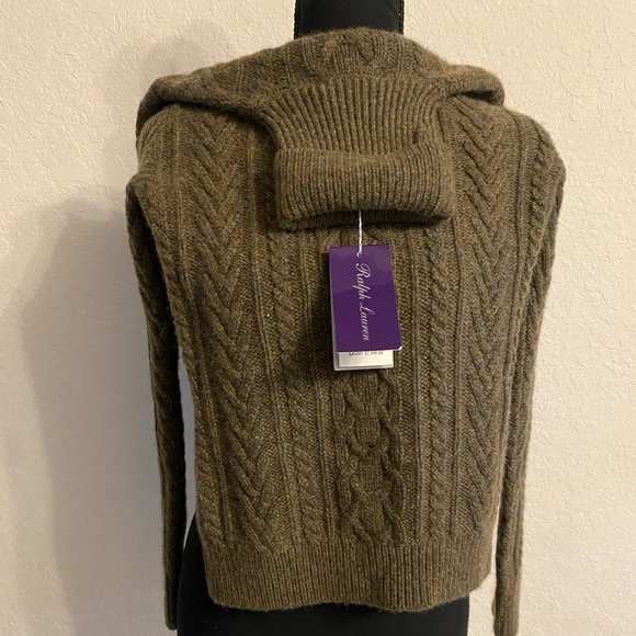 Ralph Lauren Purple Label Men's Olive Mélange Cable Knit Sweater- XS